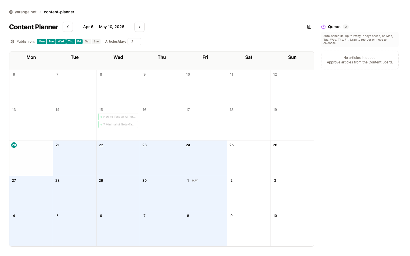 Content Planner Board