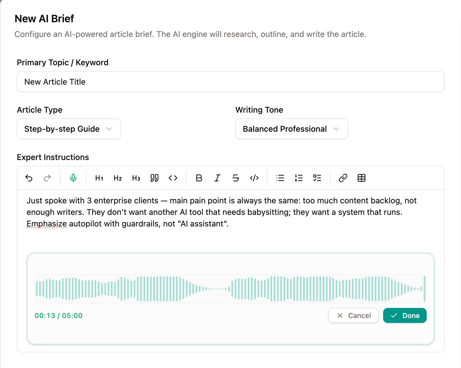 Voice-to-Text Notes
